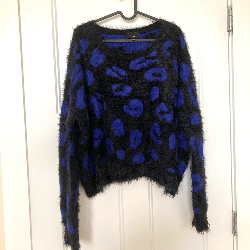 Lumiere Fuzzy Cheetah Print Slouchy Sweater